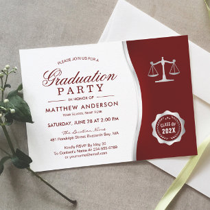 Silver Justice Wreath Law School Graduation Party Invitation
