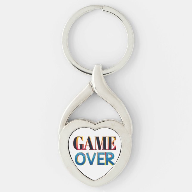Silver keychain with "Game Over" text in bold (Front)