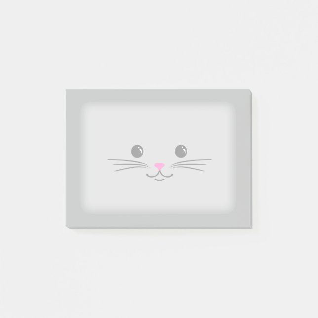 Silver Kitty Cat Cute Animal Face Design Post-it Notes (Front)