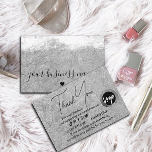 Silver Kraft paper custom logo thank you   Business Card