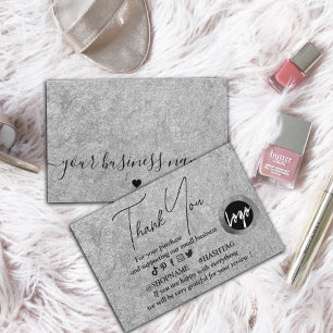 Silver Kraft paper custom logo thank you   Business Card