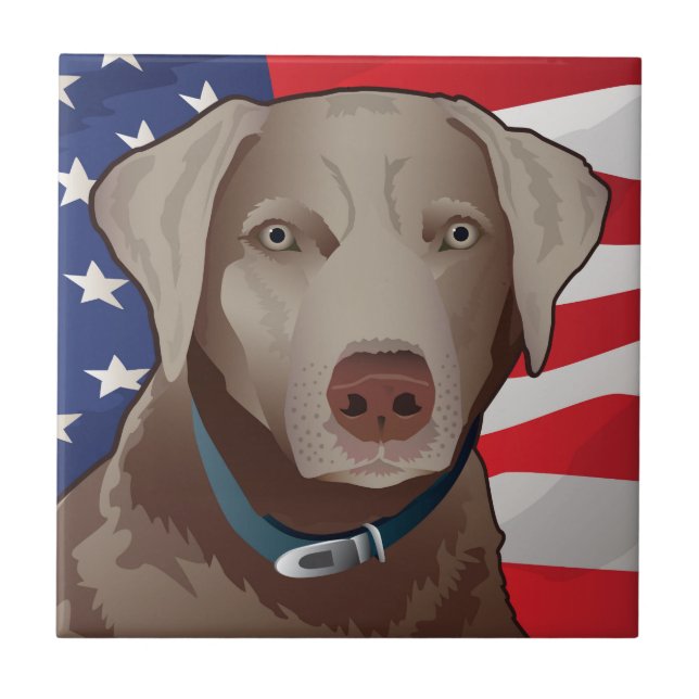 Silver Lab Retriever of America Ceramic Tile (Front)
