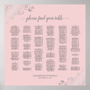 Silver Lace Blush Pink Alphabetical Seating Chart