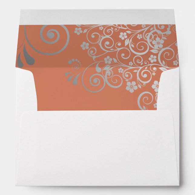 Silver Lace Coral Inside Elegant White Wedding Envelope (Back (Bottom))