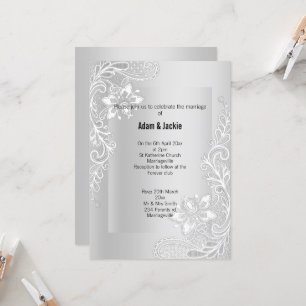 SILVER LACE ELEGANT CLASSY WEDDING 2 INVITATION