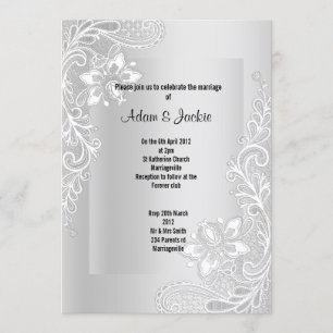 SILVER LACE ELEGANT CLASSY WEDDING INVITATION