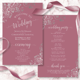 Silver Lace on Dusty Rose Budget Wedding Program
