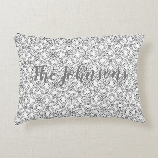 Silver Lace Pattern Decorative Cushion (Front)