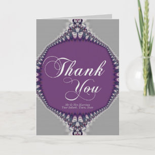 Silver Lace Purple Thank You Card