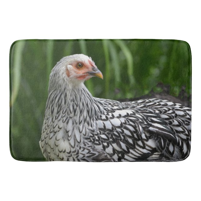 Silver Laced Wyandotte Chicken Bath Mat (Front)