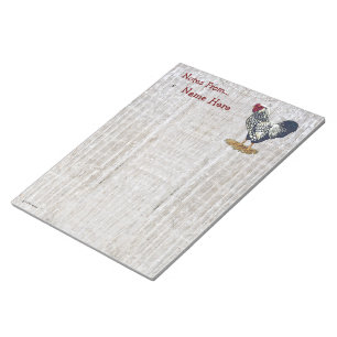 Silver Laced Wyandotte Rooster Light Barnboards Notepad