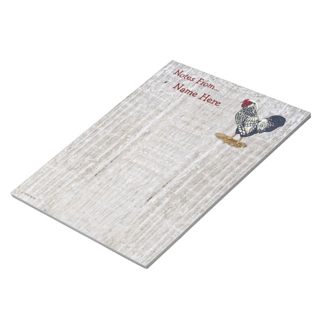 Silver Laced Wyandotte Rooster Light Barnboards Notepad (Angled)