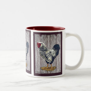 Silver Laced Wyandotte Rooster Two-Tone Coffee Mug