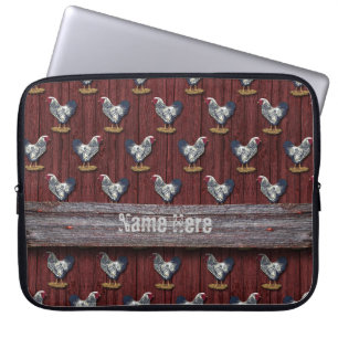 Silver Laced Wyandotte Roosters Barn Boards Laptop Sleeve