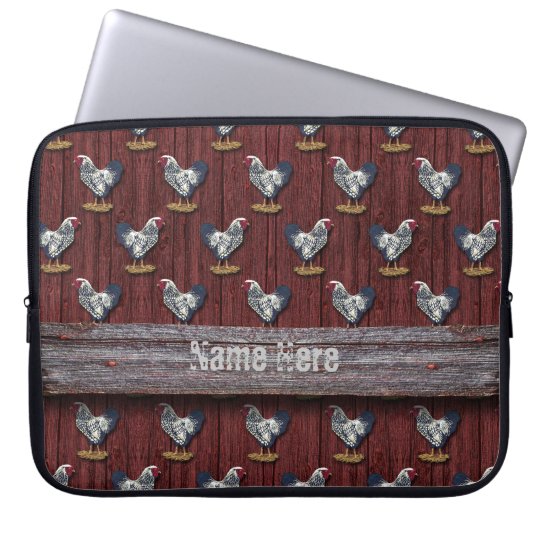 Silver Laced Wyandotte Roosters Barn Boards Laptop Sleeve