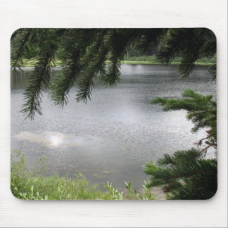 Silver Lake Framed by Evergreen Boughs Mouse Pad