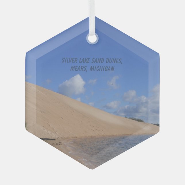 Silver Lake Sand Dunes, Mears, Michigan   Glass Tree Decoration (Front)