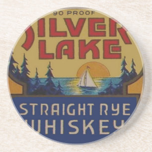 Silver Lake Whiskey Vintage Ad Label Coaster