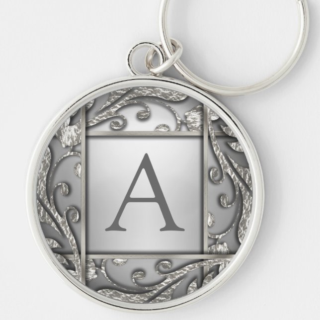 Silver Lattice Monogram Key Ring (Front)