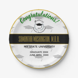 Silver Laurel Masters Degree MBA Graduation Party Paper Plate