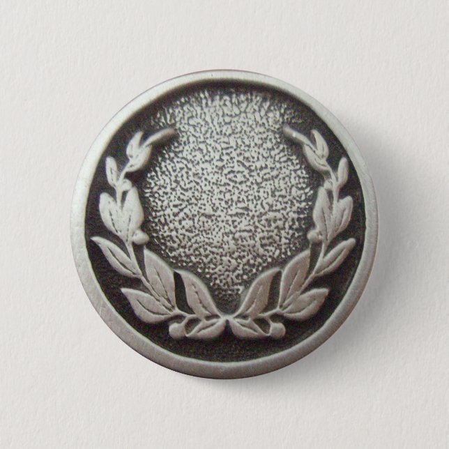 Silver Laurel Wreath 6 Cm Round Badge (Front)