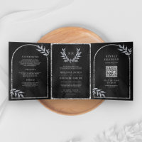 Silver Laurel Wreath Leaves Charcoal Grey Wedding