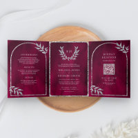 Silver Laurel Wreath Leaves Fuchsia Pink Wedding