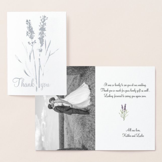 silver lavender -add wedding photo foil card (Display)