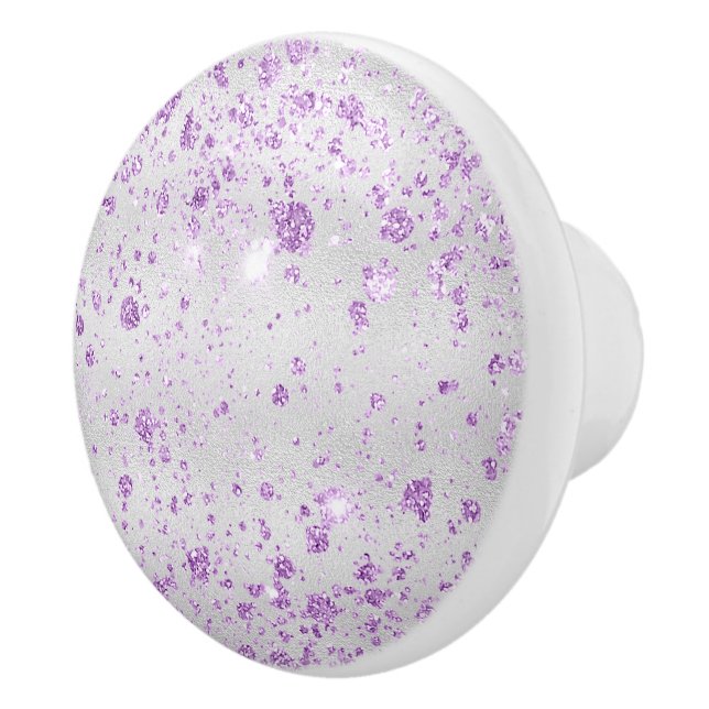 Silver lavender glitter elegant  ceramic knob (Right)