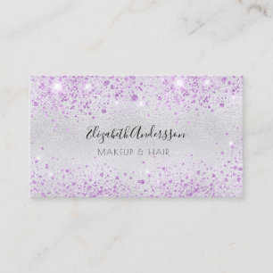 Silver lavender glitter makeup hair beauty business card