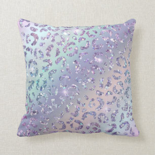 *~* Silver Lavender Leopard Glitter Animal Print Cushion