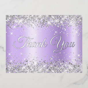 Silver Lavender Ombre 21st Birthday Thank You Foil Invitation Postcard