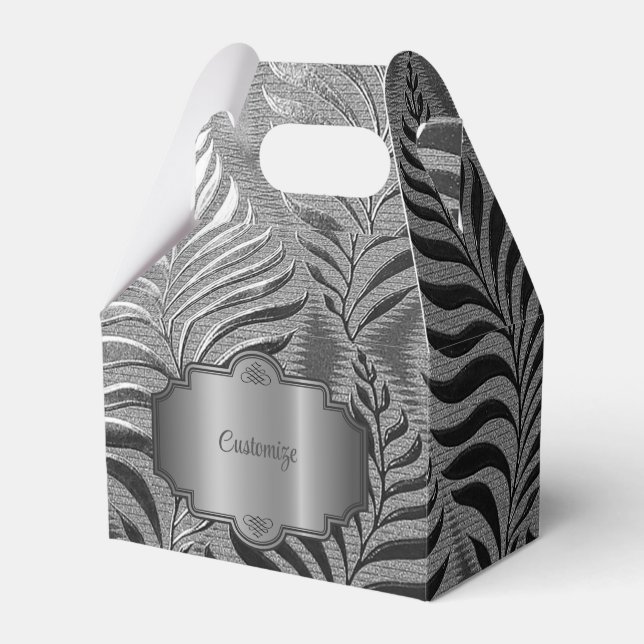  Silver Leaf Motif Gable Favour Box (Front Side)