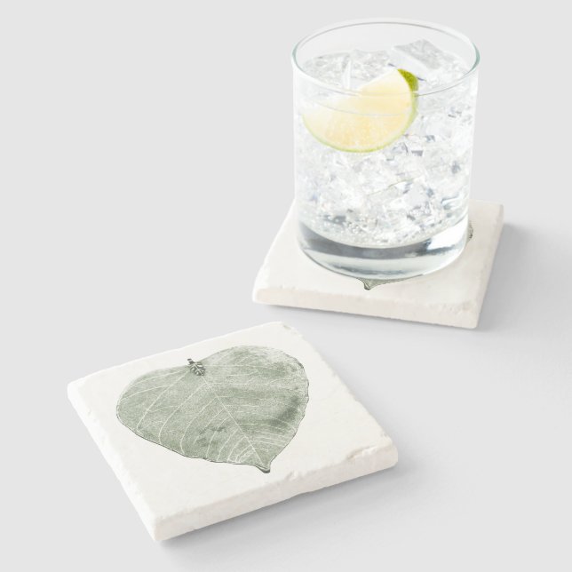 Silver Leaf - Stone Coaster (Side)