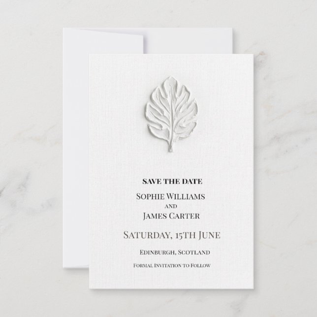 Silver Leaf Wedding Save The Date (Front)