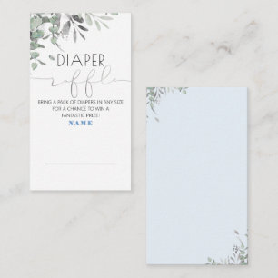 Silver Leaves Baby Shower Diaper Raffle Enclosure Card