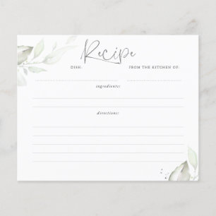Silver Leaves Greenery Bridal Shower Recipe Card