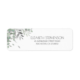 Silver Leaves Greenery Elegant Label Return Address Label