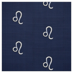 Silver Leo Symbol on Navy Blue Carbon Fibre Print Fabric
