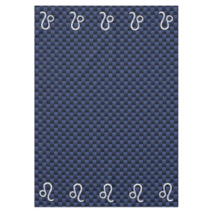Silver Leo Symbol on Navy Blue Carbon Fibre Print Tablecloth