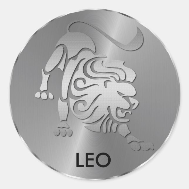 Silver Leo the Lion - Zodiac Sign Classic Round Sticker (Front)