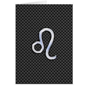 Silver Leo Zodiac Symbol on Carbon Fibre Print