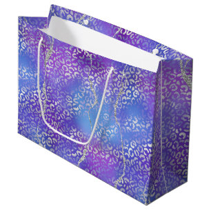 Silver Leopard Agate Glam Abstract Gradient Large Gift Bag