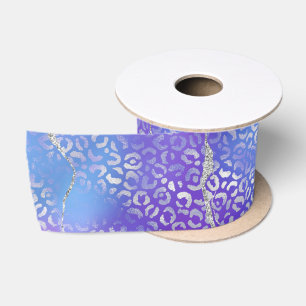 Silver Leopard Agate Glam Abstract Gradient Satin Ribbon