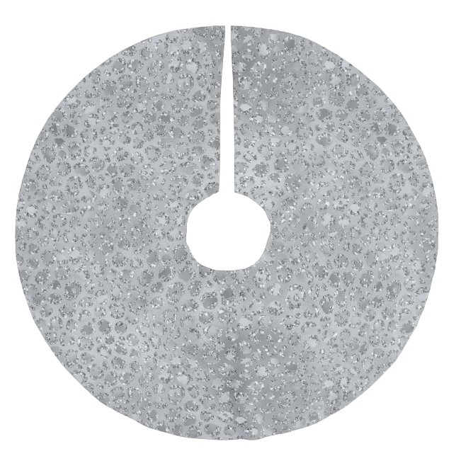 Silver Leopard Grey Meow Kitty Cat  Brushed Polyester Tree Skirt (Front)