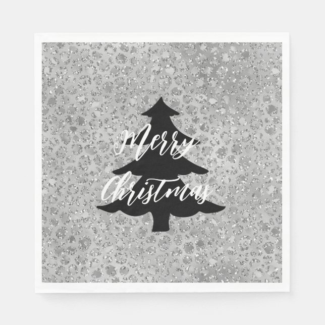 Silver Leopard Grey Meow Kitty Cat  Napkin (Front)