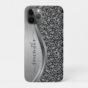 Silver Leopard  Handwritten Name Metal Case-Mate iPhone Case