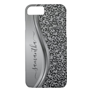 Silver Leopard  Handwritten Name Metal Case-Mate iPhone Case