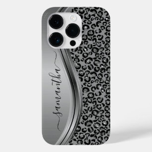 Silver Leopard  Handwritten Name Metal Case-Mate iPhone 14 Pro Case