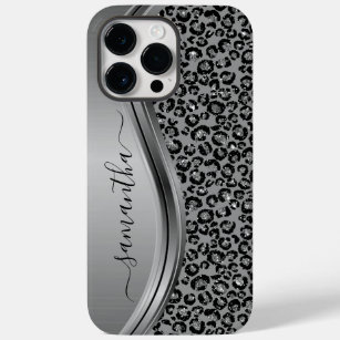 Silver Leopard  Handwritten Name Metal Case-Mate iPhone 14 Pro Max Case